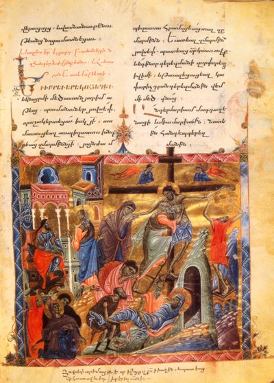 De afdaling in het graf. De begrafenis van Christus, ca. 1200-99 door Armenian School