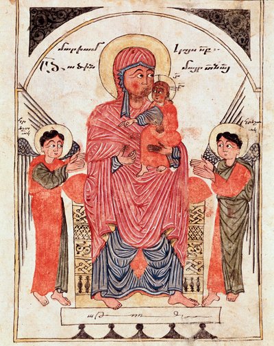 Maagd met kind en engelen, (detail) door Armenian School
