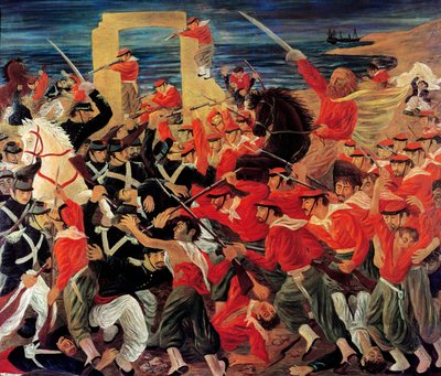 Slag bij Milazzo gevochten tussen 17 en 24 juli 1860 door Arnaldo Badodi