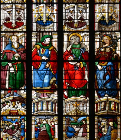 Noach, Ezechiël, Sint-Pieter, de Sibylle van de Erythree - Glas-in-lood in de kapel van het Heilige Hart van Maria, door Arnaud de Moles (1470-1520) voltooid in 1513 - Kathedraal Sainte Marie d