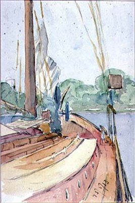 Het dek van een Nederlandse jacht, 1913 door Arnold 1867 1931 Bennett