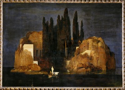 Die Toteninsel - Eiland van de Doden ... (olieverf op doek) door Arnold Böcklin