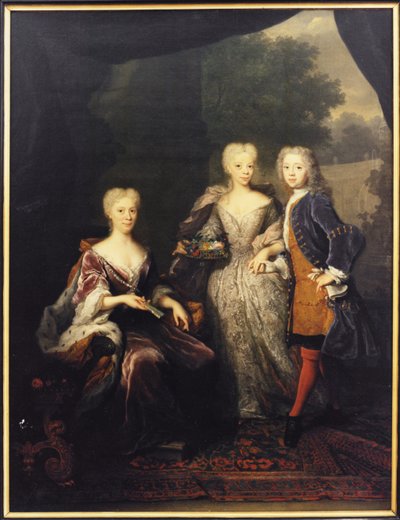 Landgravin Marie Louise van Hessen-Kassel (1688-1765), Prinses van Oranje, met kinderen door Arnold Boonen