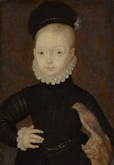 James VI en I, 1566 - 1625. Koning van Schotland 1567 - 1625. Koning van Engeland en Ierland 1603 - 1625 (Als jongen) door Arnold Bronckorst