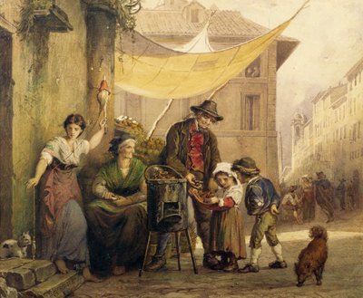 Kastanjekraam op de Via Sistina in Rome door Arnold Corrodi