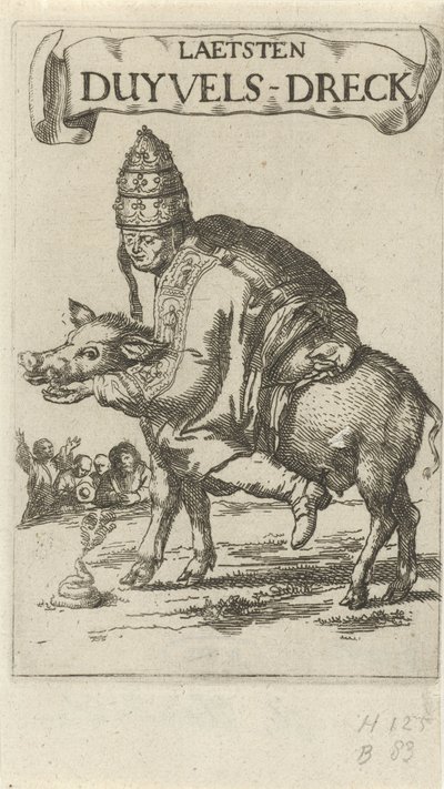 Paus op een varken door Arnold Houbraken