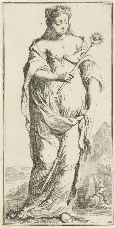 Personificatie van de zedigheid Een-en-veertigh stuks, verscheydene Sinnebeelden (serie) door Arnold Houbraken