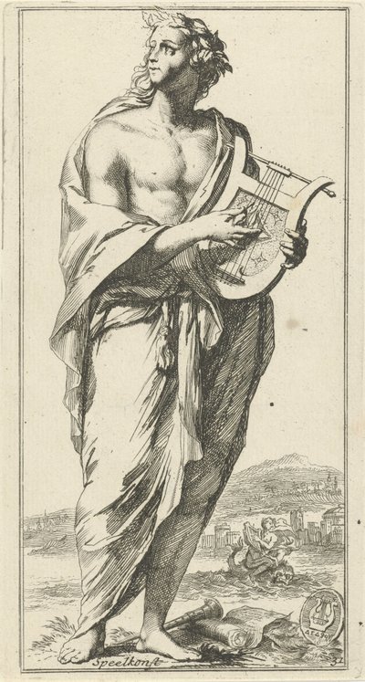 Personificatie van muziek door Arnold Houbraken