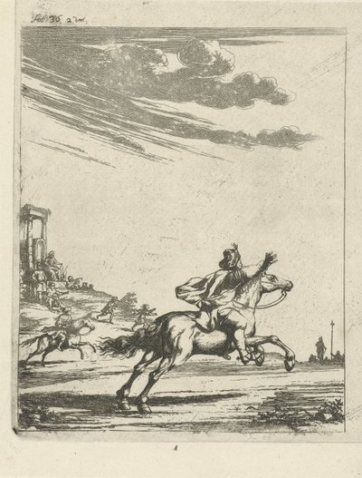 Ruiters in een landschap door Arnold Houbraken