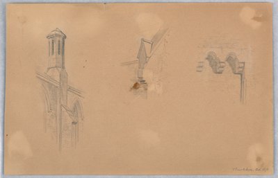 Architectonische details van kerk in Brookline door Arnold William Brunner
