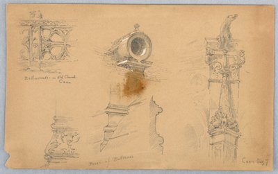 Architectonische schetsen in Caen door Arnold William Brunner