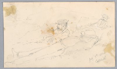 Mannen Rustend op Catskill Heuvel door Arnold William Brunner