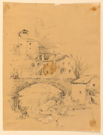 Molen over een stroom door Arnold William Brunner