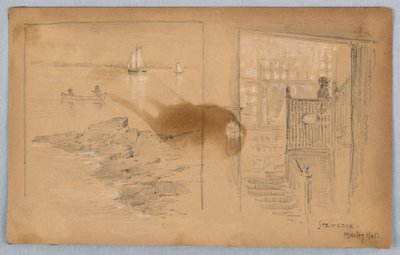 Schets van landschap en trap door Arnold William Brunner