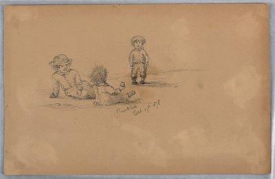 Schets van Drie Kinderen door Arnold William Brunner