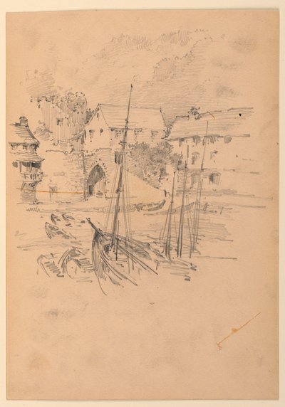 Kleine vissershaven door Arnold William Brunner