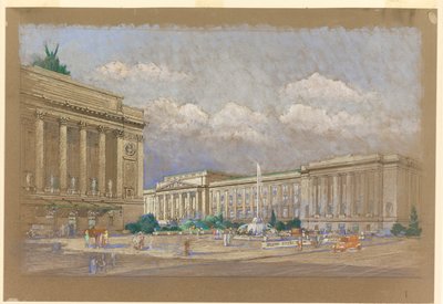 Studie voor Voorgesteld Muziek- en Kunstencentrum, New York, NY door Arnold William Brunner