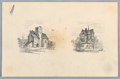 Twee Schetsen van Huizen door Arnold William Brunner