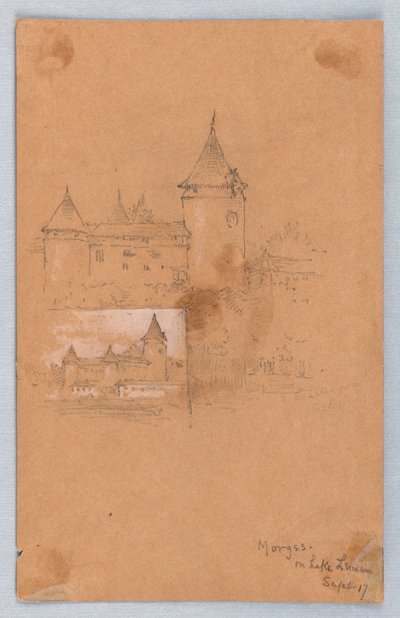Twee schetsen van Morges, Meer van Genève door Arnold William Brunner