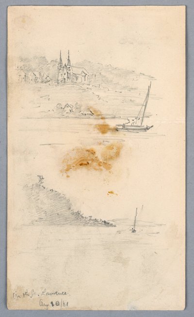 Twee Schetsen van Zeilboten bij St. Lawrence door Arnold William Brunner