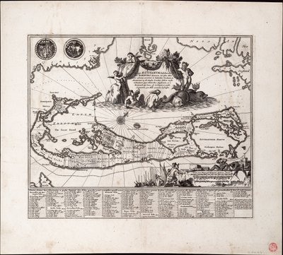 Mappa Aestivarum Insularum, alias Barmudas dictarum door Arnoldus Montanus