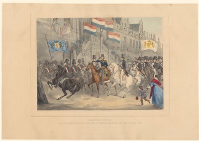 Intocht van koning Willem II te Leiden, 1841 door Arnz and Co.