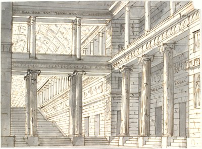 Paleisinterieur met zuilen en trap door Aron Wallick