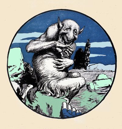 De god Pan, half geit half mens. Illustratie door Arpad Schmidhammer voor Jugend door Arpad Schmidhammer