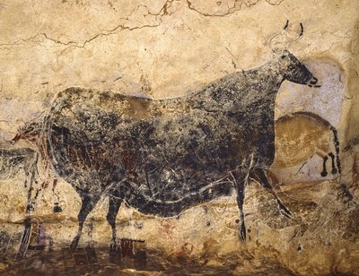 Zwarte Koe. Grotschildering van Lascaux, ca. 16.000-15.000 v.Chr. door Art of the Upper Paleolithic.