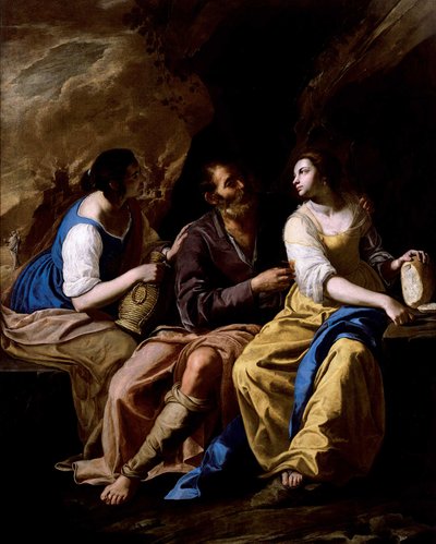 Lot en zijn Dochters, ca. 1635-1637 door Artemisia Gentileschi