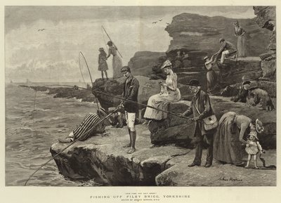 Vissen bij Filey Brigg, Yorkshire door Arthur (after) Hopkins