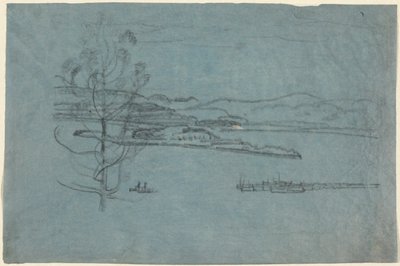 Landschap met Steiger en Twee Boten door Arthur B. Davies