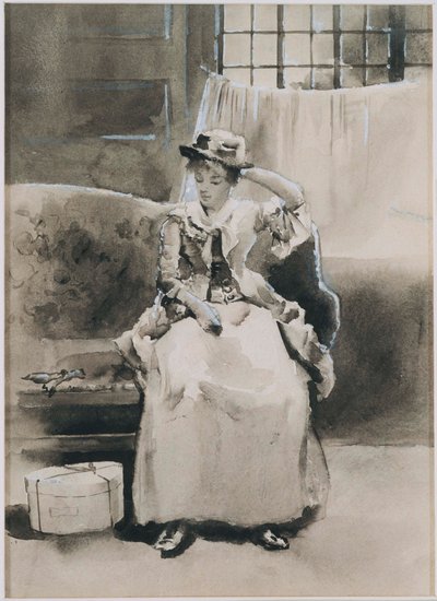 Zonder titel (Zittende vrouw) door Arthur Bowen Davies