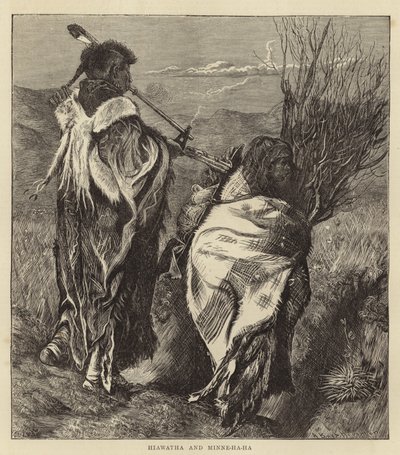 Hiawatha en Minne-Ha-Ha (gravure) door Arthur Boyd (after) Houghton