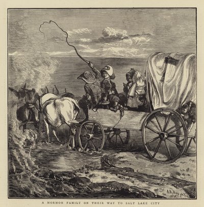 Een Mormoonse familie op weg naar Salt Lake City door Arthur Boyd Houghton