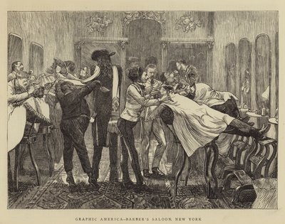 Grafisch Amerika, kapperssalon, New York door Arthur Boyd Houghton