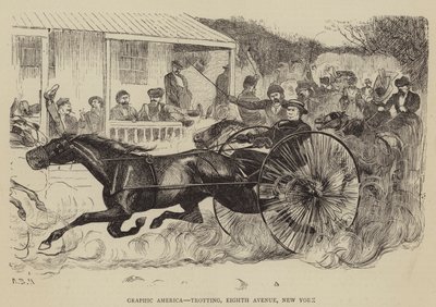 Grafisch Amerika, Trotting, Eighth Avenue, New York door Arthur Boyd Houghton