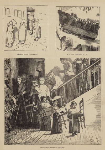 Grafisch Amerika, de Shakers door Arthur Boyd Houghton