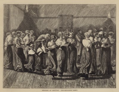 Shakers bij de Bijeenkomst, de Religieuze Dans door Arthur Boyd Houghton