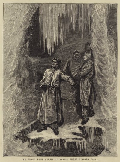 De Groothertog Alexis van Rusland onder de Niagara-watervallen door Arthur Boyd Houghton