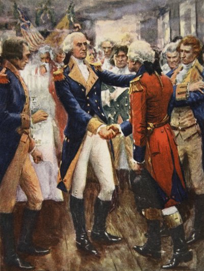 Washington neemt afscheid van zijn officieren, illustratie uit 