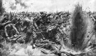 Een massale Duitse aanval op het Britse front, Eerste Wereldoorlog, 1914-1926 door Arthur C. Michael