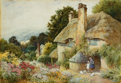 Een Cottage in Selworthy, nabij Minehead door Arthur Claude Strachan