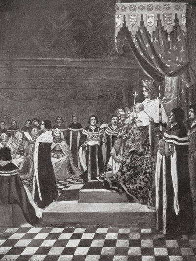Hendrik VI opent het parlement met zijn moeder door Arthur David (after) McCormick
