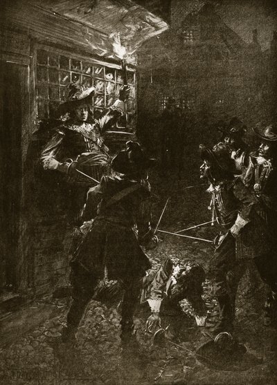 De Aanhangers van Koning Karel II vallen Sir John Coventry aan, 1670, illustratie uit Hutchinson