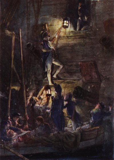 Nelson gaat aan boord van de Theseus om zijn arm te laten amputeren door Arthur David McCormick