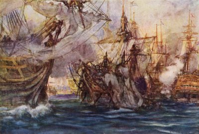 Het begin van de Slag bij de Nijl, de Zealous rondt de Guerrier door Arthur David McCormick