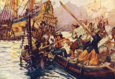 Het gevecht in Massacre Bay door Arthur David McCormick