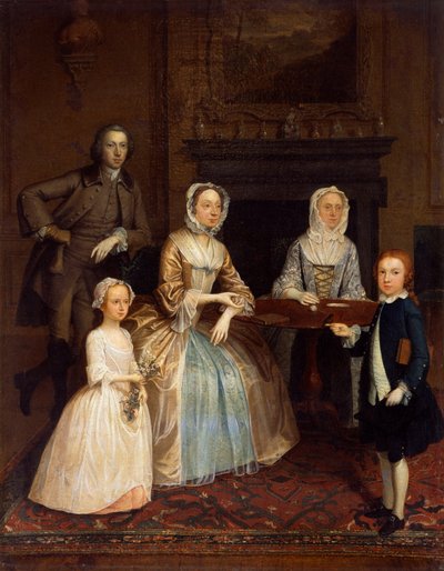 De heer en mevrouw Richard Bull en familie, 1730-80 door Arthur Devis