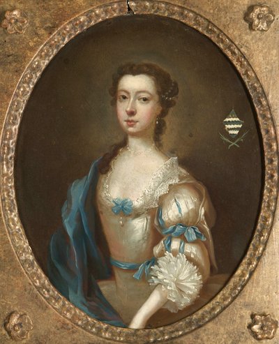 Een van een paar portretten van twee zussen van de Moult-familie uit Nottinghamshire door Arthur Devis